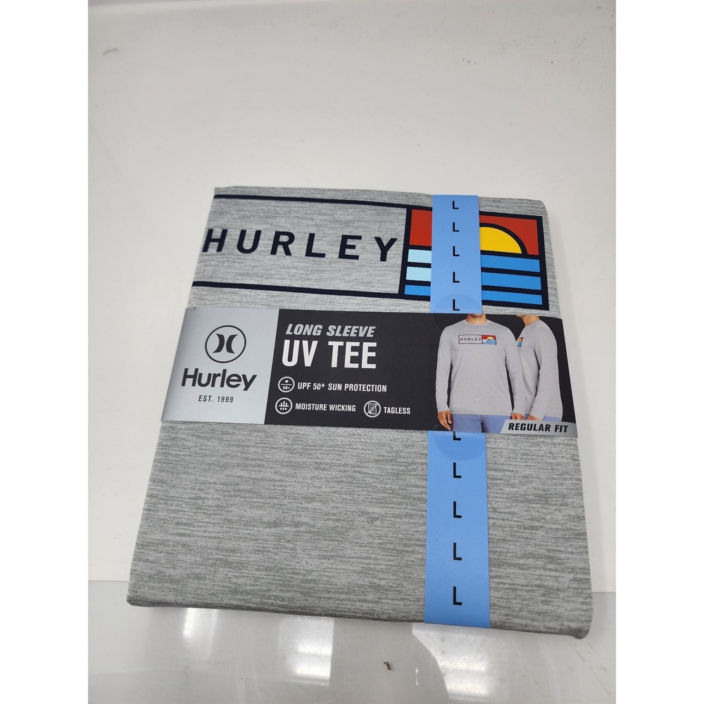 Hurley Mens Long Sleeve UV Tee Gray Polyester Blend Athletic Size Large